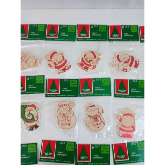 Vintage Lot Of 18 Holiday Trim Foam Tree Ornament Santa Snowman 2 7/8" - Picture 3 of 8